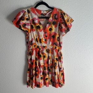 Floral V-Neck Dress with flutter Sleeves